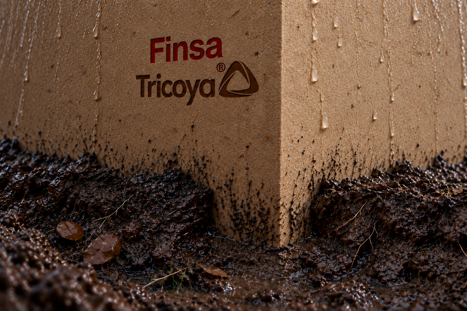 Conceptual soil cutaway showing a wood-look post partly embedded below ground level