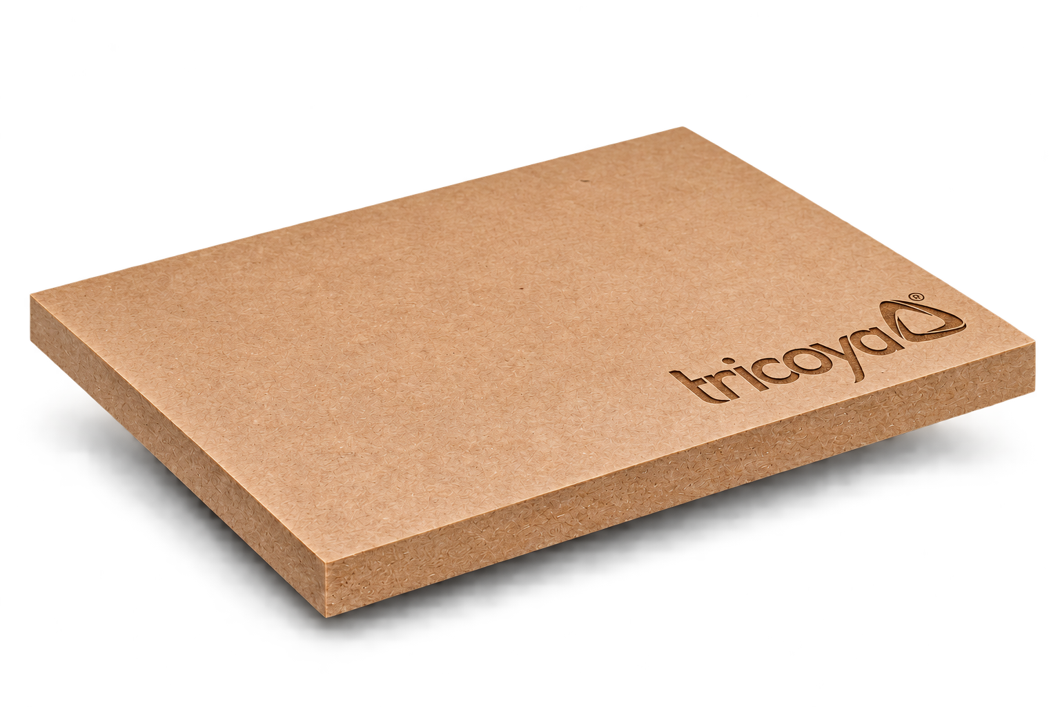 Close-up of engineered wood fibreboard edge and surface